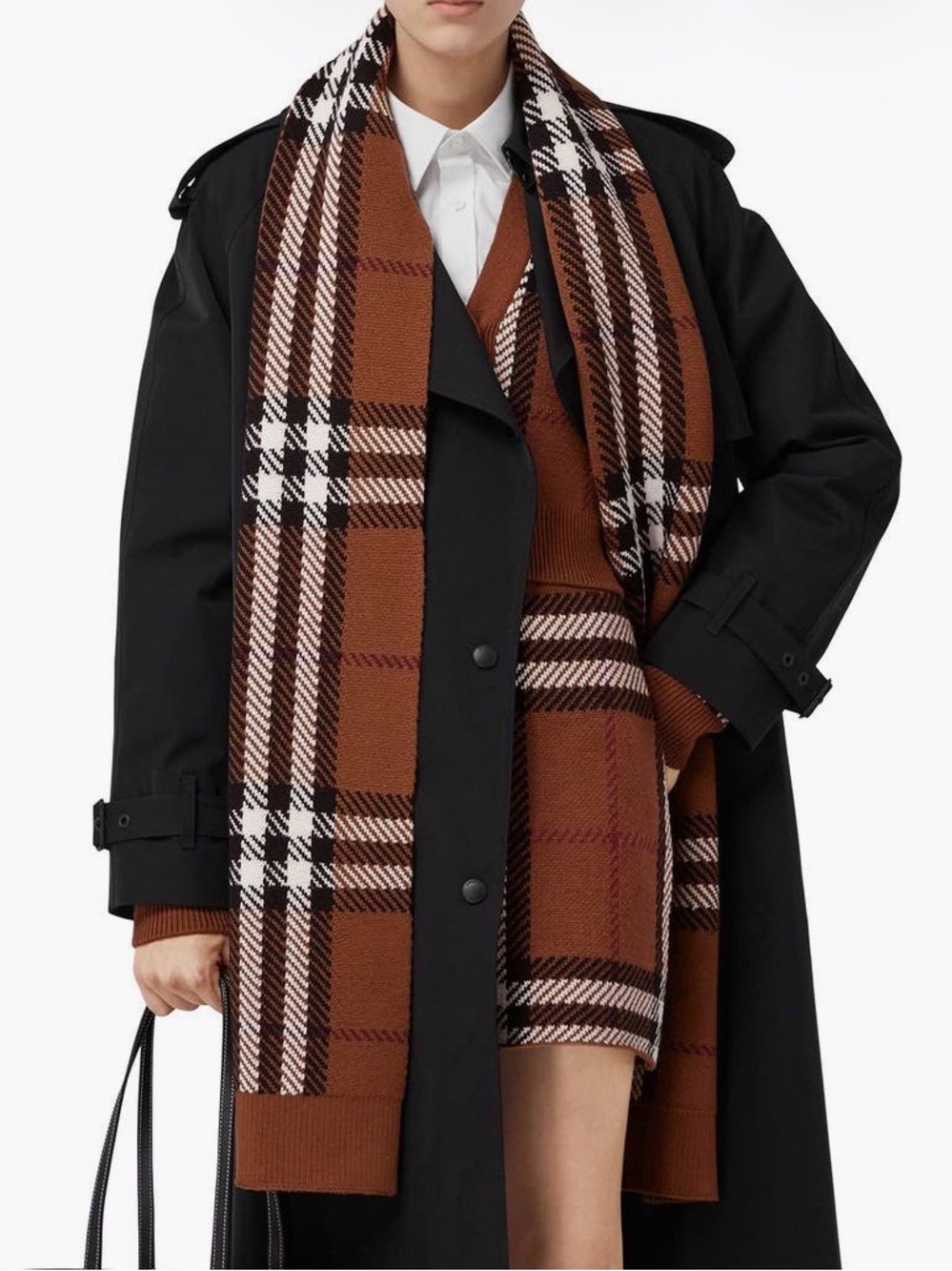 Burberry Brown and Cream Plaid Wool Scarf